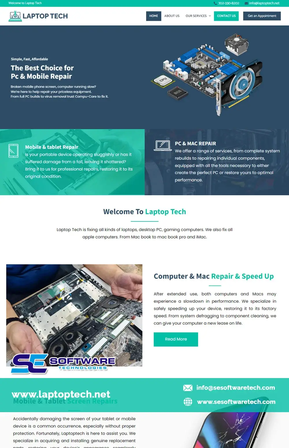 Affordable and Interactive Website Design for Leading Laptop Tech Repair Hub